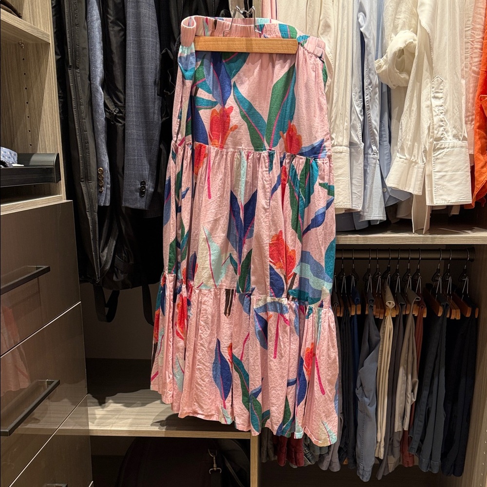 Oliphant Pink and Blue Floral Maxi Skirt